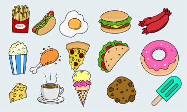 Fast food etiketi, vektör illüstrasyonu