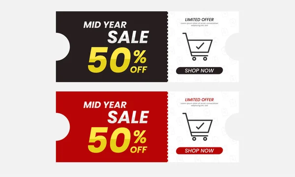 Shopping Online Banner Mid Year Sale Template White Background — Stock Vector
