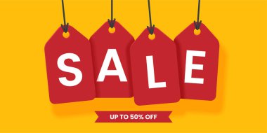 Sarı arkaplanda kırmızı etiketler