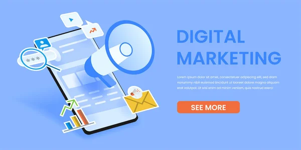 Design Conceito Banner Marketing Digital — Vetor de Stock