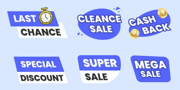 Set Sale Discount Tags Super Sale Mega Sale More — Stock Vector