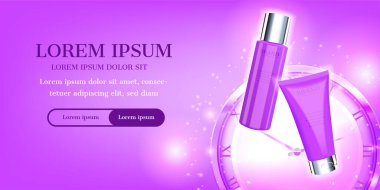 Yaşlanma karşıtı ürünler reklam şablonu. vektör illüstrasyonu