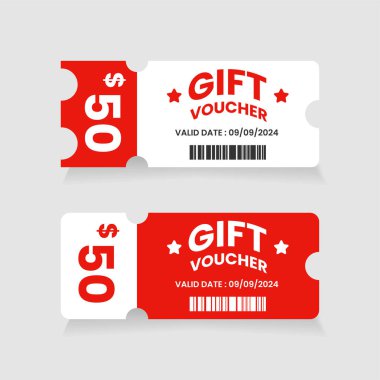 Kırmızı ve beyaz hediye çeki şablonu