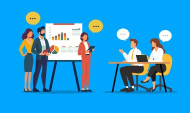 Yetenekli profesyoneller ve yenilikçilerden oluşan iş ekibi, çığır açan projelerine kaynak ve destek sağlama amaçlı iyi geliştirilmiş iş tekliflerini bir grup potansiyel yatırımcıya hevesle sunuyor.