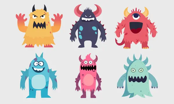 Kolekce Roztomilé Monstra Charakter Design Royalty Free Stock Ilustrace
