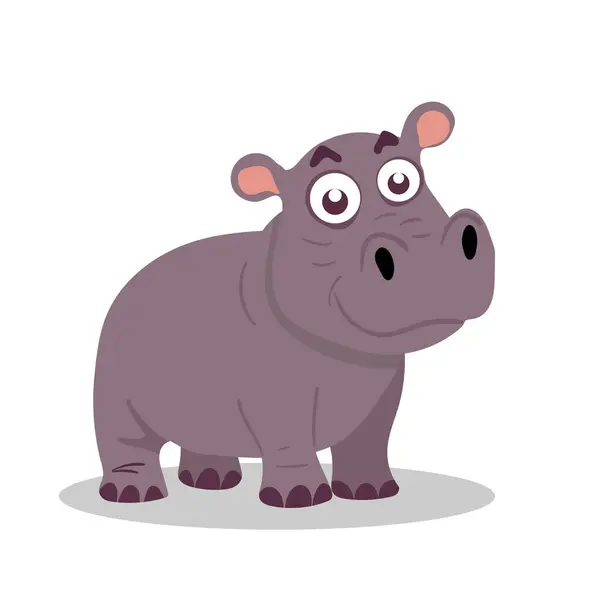Živý Roztomilý Hippopotamus Vektorový Kliparty Plochém Designu Stylu Stock Ilustrace
