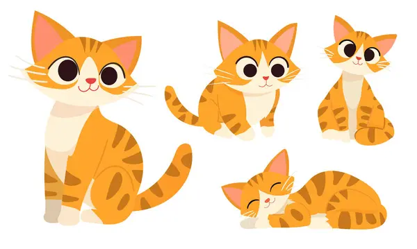 stock vector Vector illustrations of  orange cats in multiple playful and relaxed poses