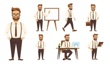 Çeşitli Mesleki Pozisyonlarda Dinamik İşadamı 