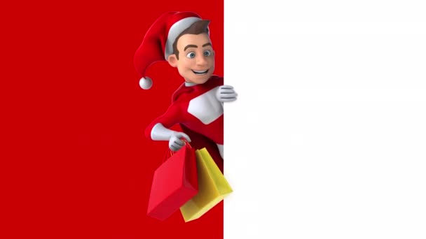 超级圣诞老人提包 3D动画 — 图库视频影像