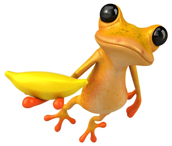 Fun Κίτρινο Βάτραχος Μπανάνα Εικονογράφηση — Φωτογραφία Αρχείου