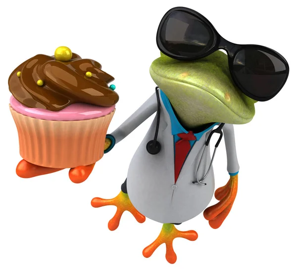 Frog Doctor Wit Vupcake Illustration — Stock Photo, Image