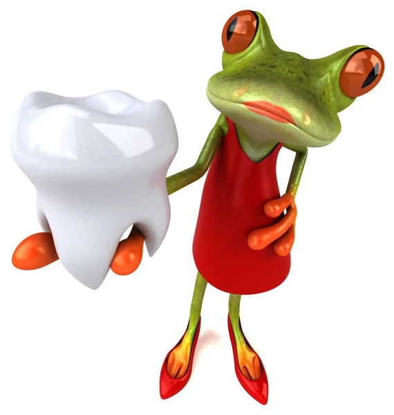 Fun Frog Wit Tooth Illustration — Stock Photo, Image