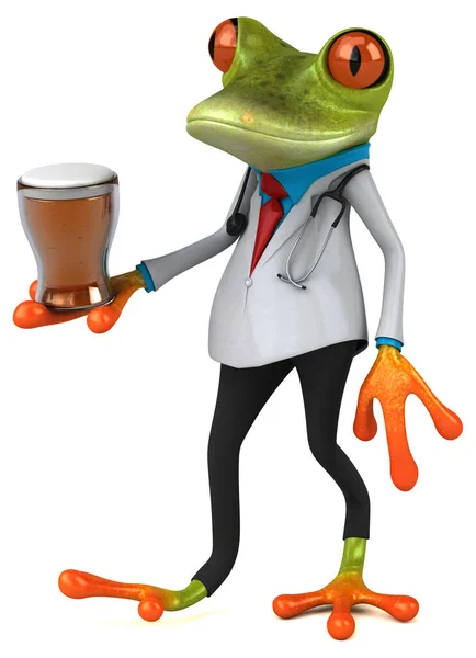 Frog Doctor Beer Illustration — Stock Photo, Image