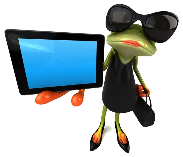 Fun Frog Tablet Illustration — Stock Photo, Image
