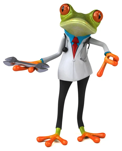 带有工具的青蛙医生 3D说明 — 图库照片