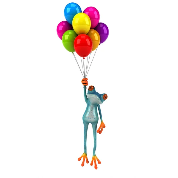 Веселая Лягушка Воздушными Шарами Иллюстрация — стоковое фото
