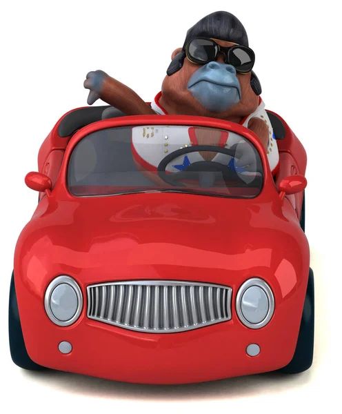 Забавная Иллюстрация Рокера Orang Outan Автомобиле — стоковое фото