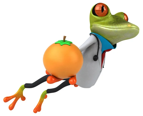 오렌지 삽화가 개구리 — 스톡 사진