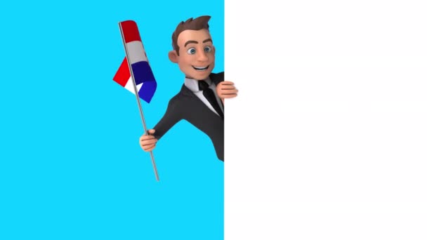 Funny Cartoon Character Businessman Flag Croatia Animation — Stock Video
