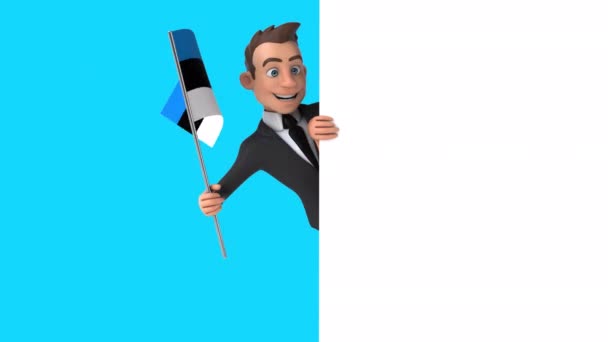 Homme Affaires Personnage Dessin Animé Drôle Avec Drapeau Estonie Animation — Video