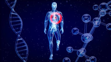 Kalp krizi ve anatominin soyut üç boyutlu çizimi 