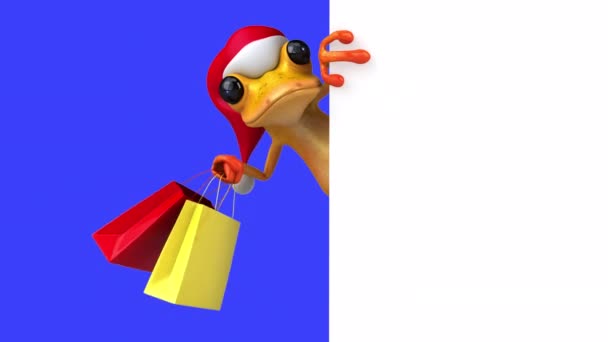 Funny Cartoon Character Frog Shopping Bags Animation — Stock Video