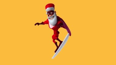Eğlenceli Noel Baba sörfü - 3 boyutlu animasyon