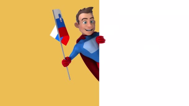 Funny Cartoon Character Superhero Flag Slovenia Animation — Stock Video