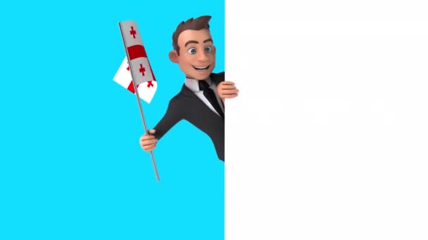 Vtipný Kreslený Postava Podnikatel Vlajkou Georgia Animace — Stock video