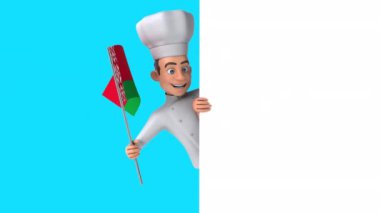 Belarus bayrağı taşıyan komik çizgi film karakteri şefi - 3 boyutlu animasyon 