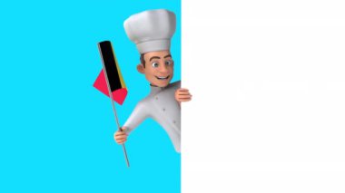 Belçika bayraklı komik karakter şefi - 3 boyutlu animasyon 