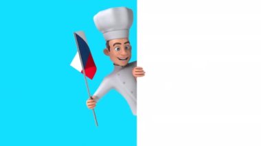 Czech Cumhuriyeti bayraklı komik karakter şefi - 3D animasyon 
