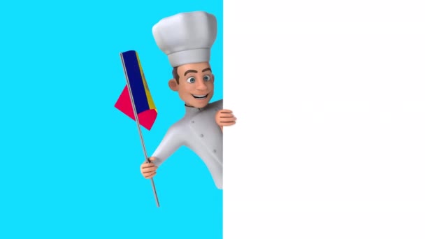 Funny Cartoon Character Chef Flag Andorra Animation — Stock Video