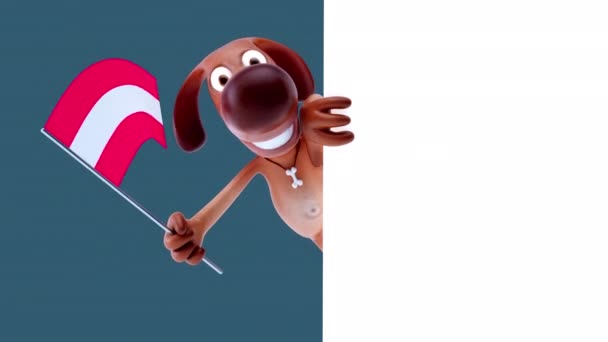 Zabawna Postać Kreskówki Pies Flagą Austrii Animacja — Wideo stockowe