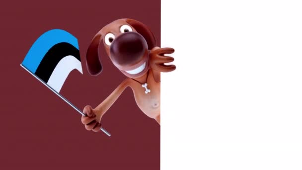 Funny Cartoon Character Dog Flag Estonia Animation — Stock Video