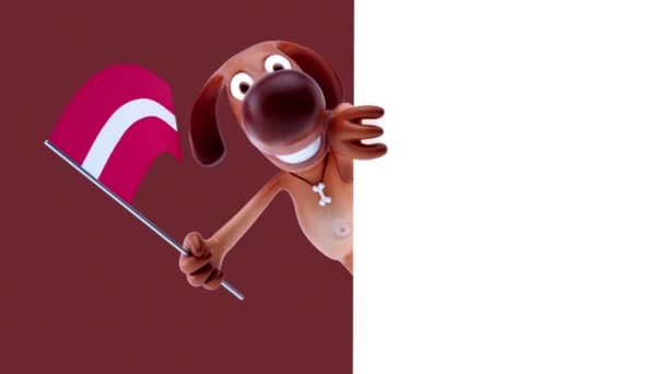 Funny Cartoon Character Dog Flag Latvia Animation — Stock Video