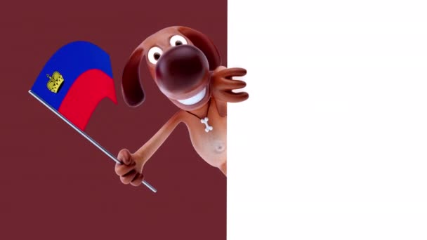 Funny Cartoon Character Dog Flag Lichtenstein Animation — Stock Video