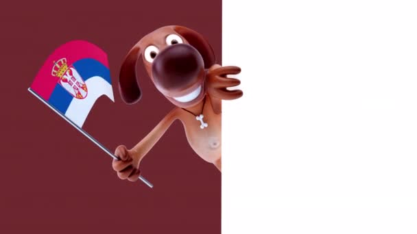 Lucu Kartun Karakter Anjing Dengan Bendera Serbia Animasi — Video