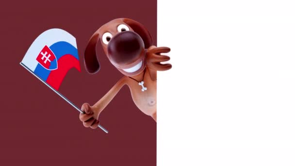 Funny Cartoon Character Dog Flag Slovakia Animation — Stock Video