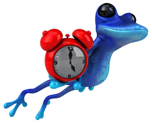 Fun Blue Frog Clock Illustration — Stock Photo, Image