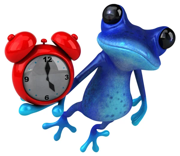 Sapo Azul Divertido Com Relógio Ilustração — Fotografia de Stock