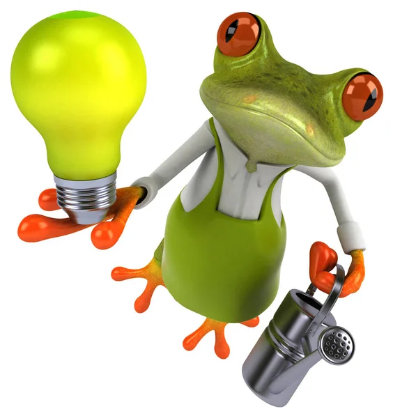 Lustiger Froschgärtner Mit Lampe Illustration — Stockfoto