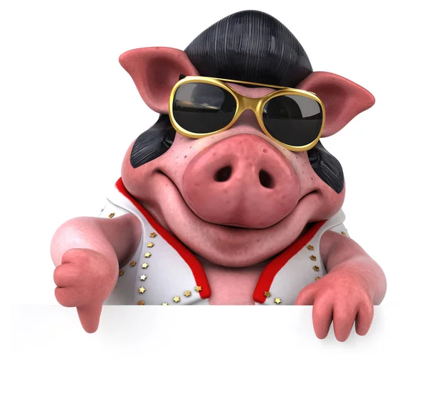 Desenho Animado Divertido Ilustração Personagem Roqueiro Porco — Fotografia de Stock
