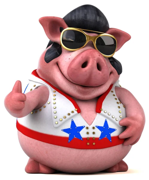 Fun Cartoon Illustration Pig Rocker Character — Stock Photo, Image