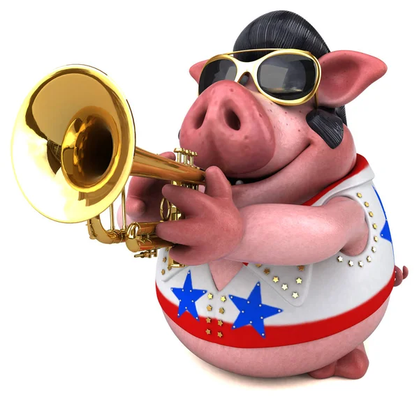 猪摇摆舞的有趣3D卡通画 — 图库照片
