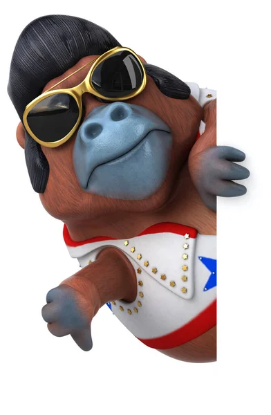 Fun Cartoon Character Illustration Orang Outan Rocker — Stock Photo, Image