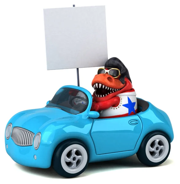 Fun Cartoon Illustration Trex Rocker Car — Φωτογραφία Αρχείου