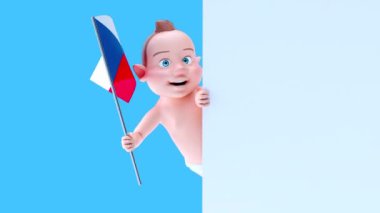 Czech Cumhuriyeti bayraklı komik çizgi film karakteri bebek - 3D animasyon 