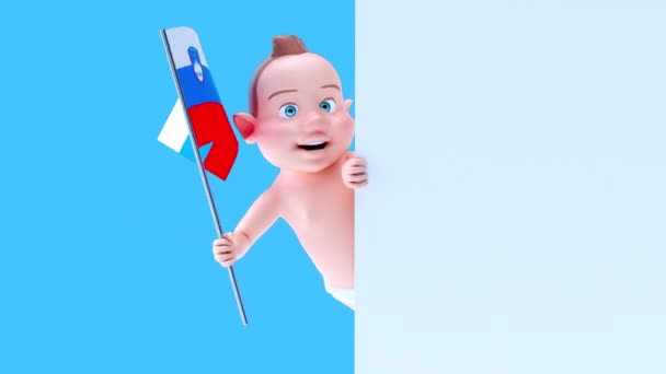 Engraçado Bebê Personagem Desenho Animado Com Bandeira Slovenia Animação — Vídeo de Stock