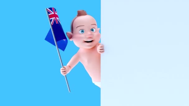 Bébé Personnage Dessin Animé Drôle Avec Drapeau Animation — Video